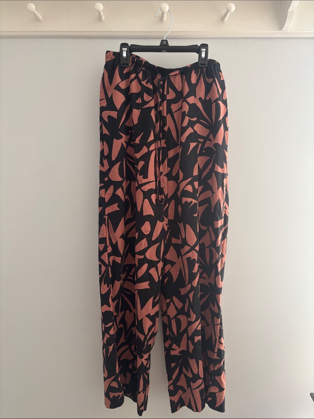 Women's Black and Brown Abstract Print Wide-Leg Pants